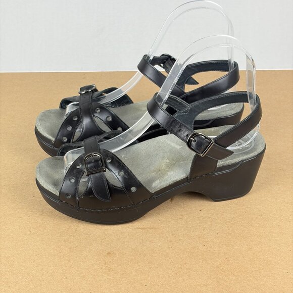 Dansko Sissy Leather Ankle Strap Sandals Womens 6 EU 36 Black Buckle Adjustable - Picture 10 of 10